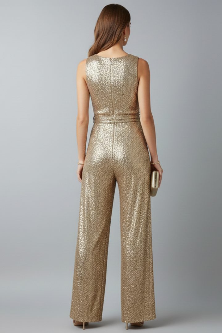 Sequin Wide Leg Jumpsuit for Women - View 5