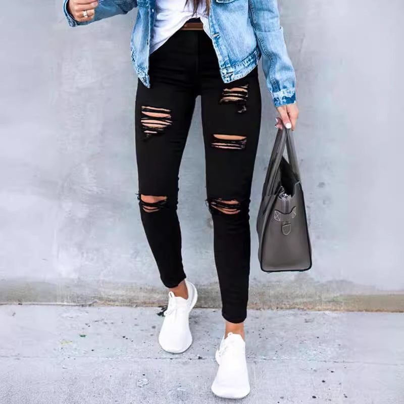 Skinny Fit Ripped Jeans for Women