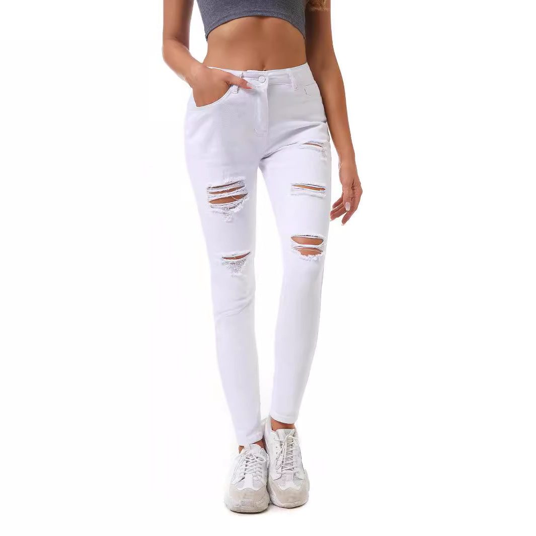 Skinny Fit Ripped Jeans for Women - View 5