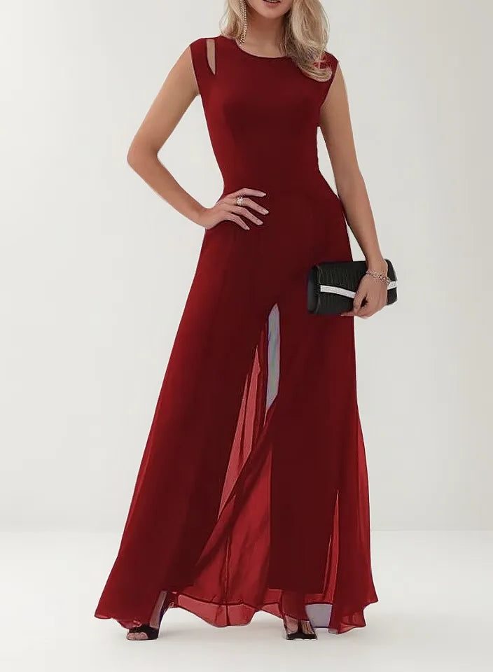 Sleeveless A-Line Maxi Dress with Side Slit for Women