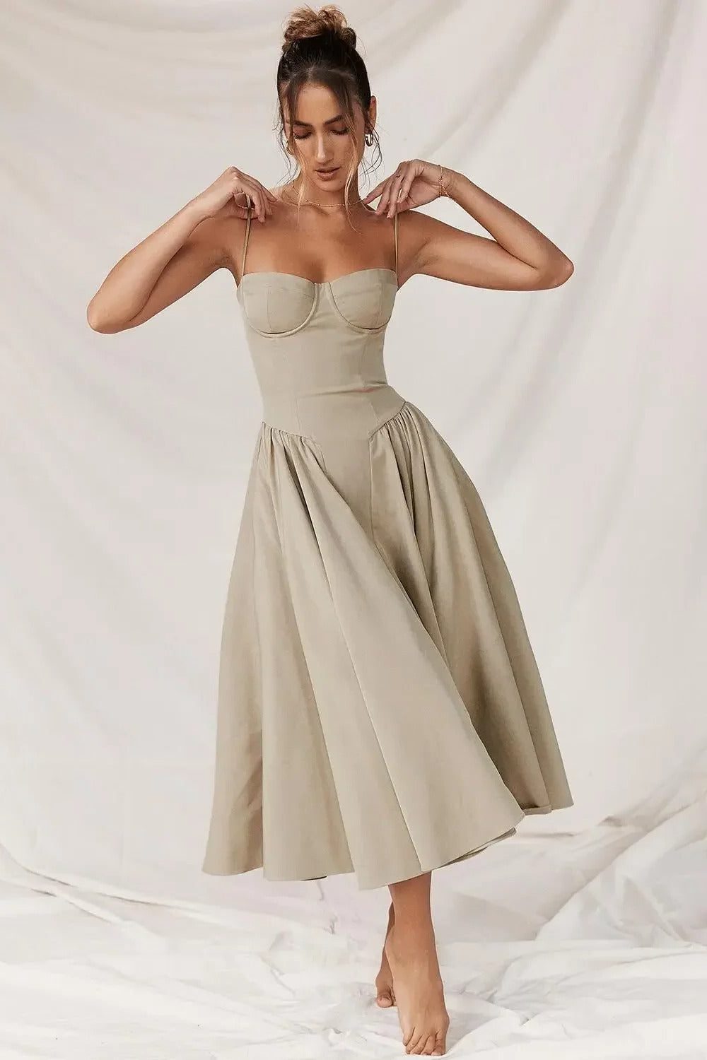 Sleeveless A-Line Midi Dress for Women