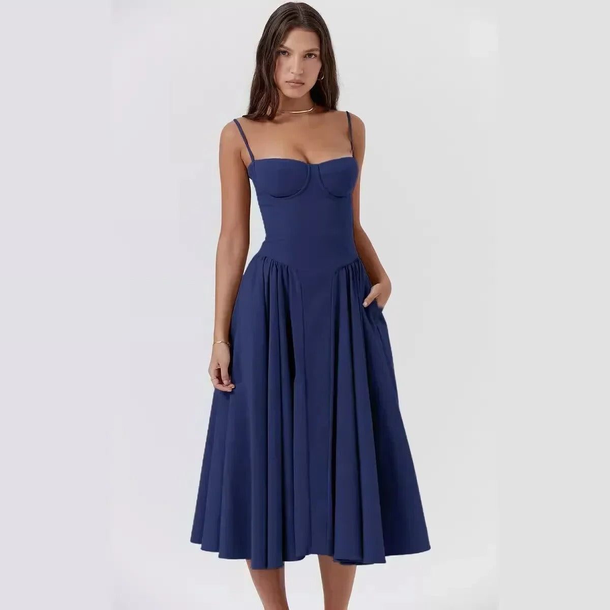 Sleeveless A-Line Midi Dress for Women