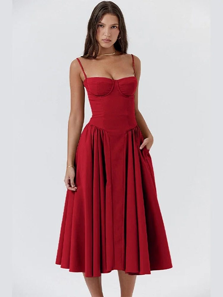 Sleeveless A-Line Midi Dress for Women