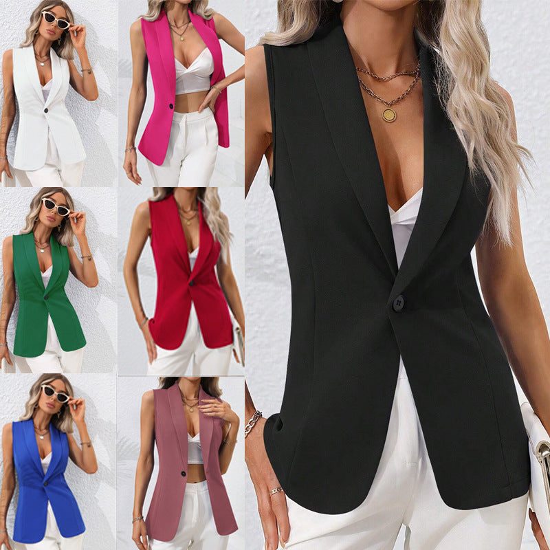 Sleeveless Lapel Blazer for Women