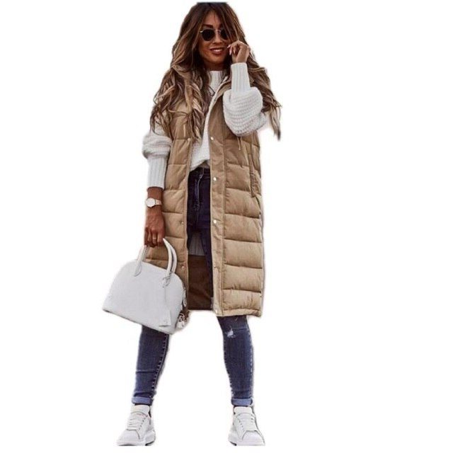 Sleeveless Long Puffer Vest for Women - View 2
