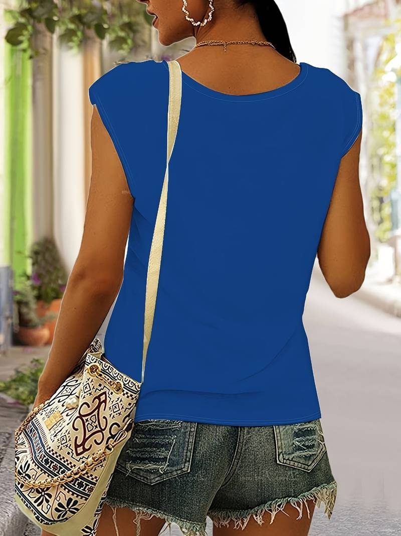 Sleeveless T-Shirt with V-Neck for Women