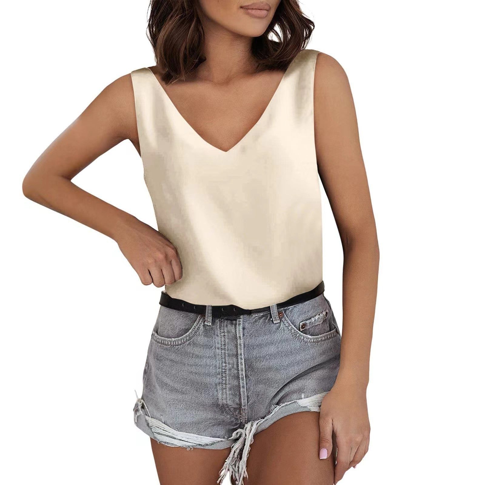 Sleeveless Tank Top with V-Neck for Women