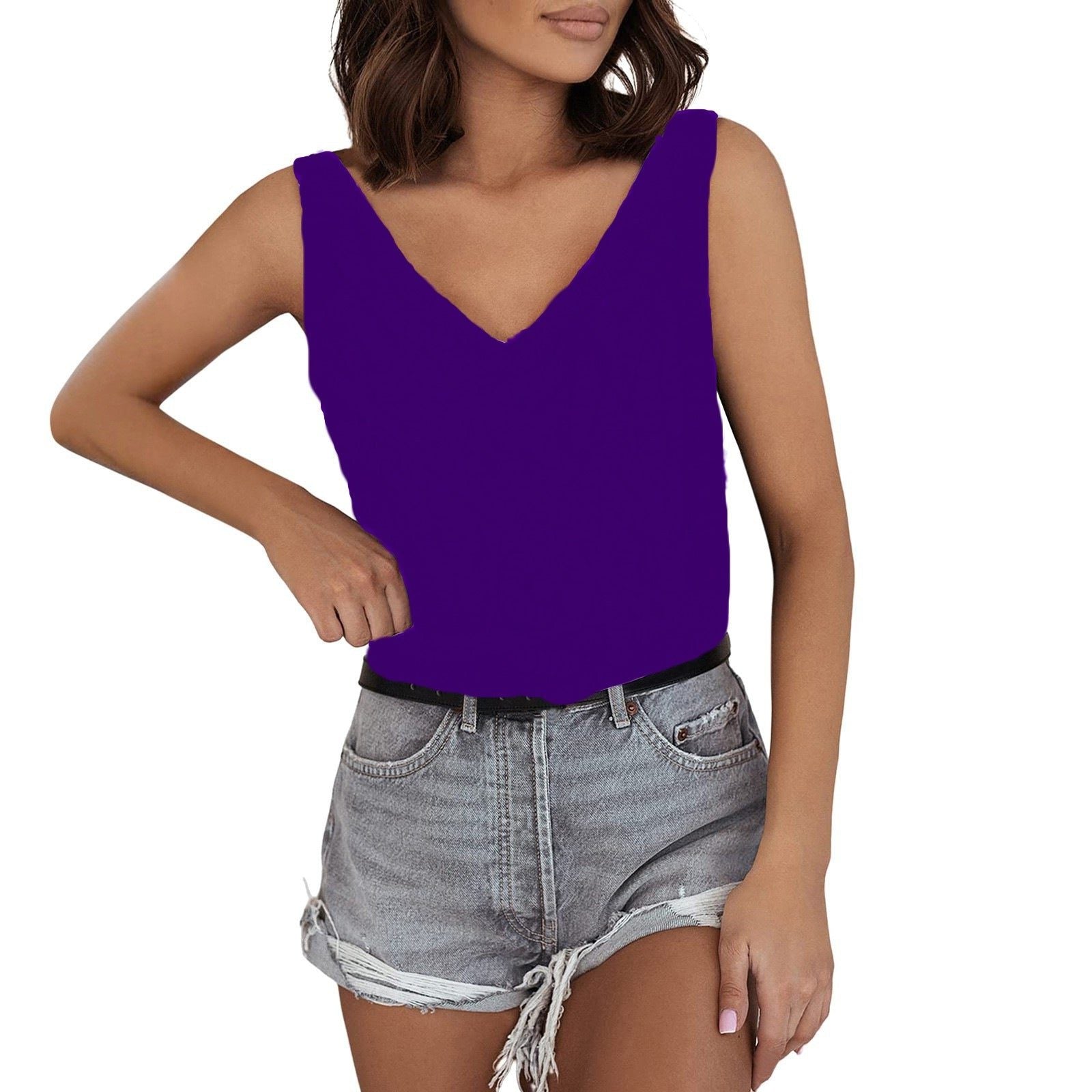Sleeveless Tank Top with V-Neck for Women