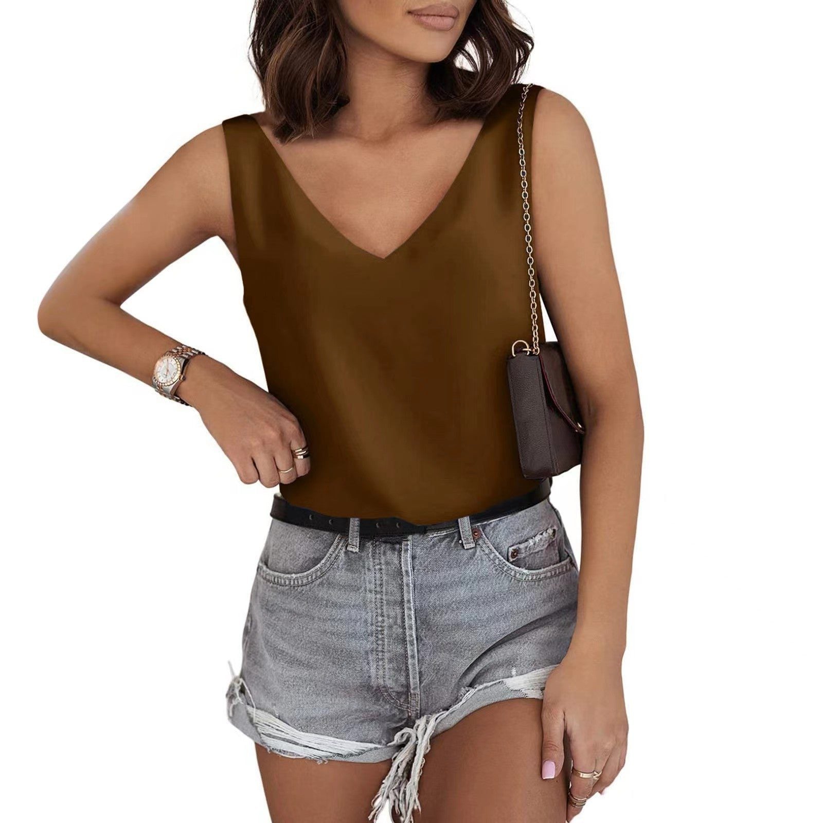 Sleeveless Tank Top with V-Neck for Women
