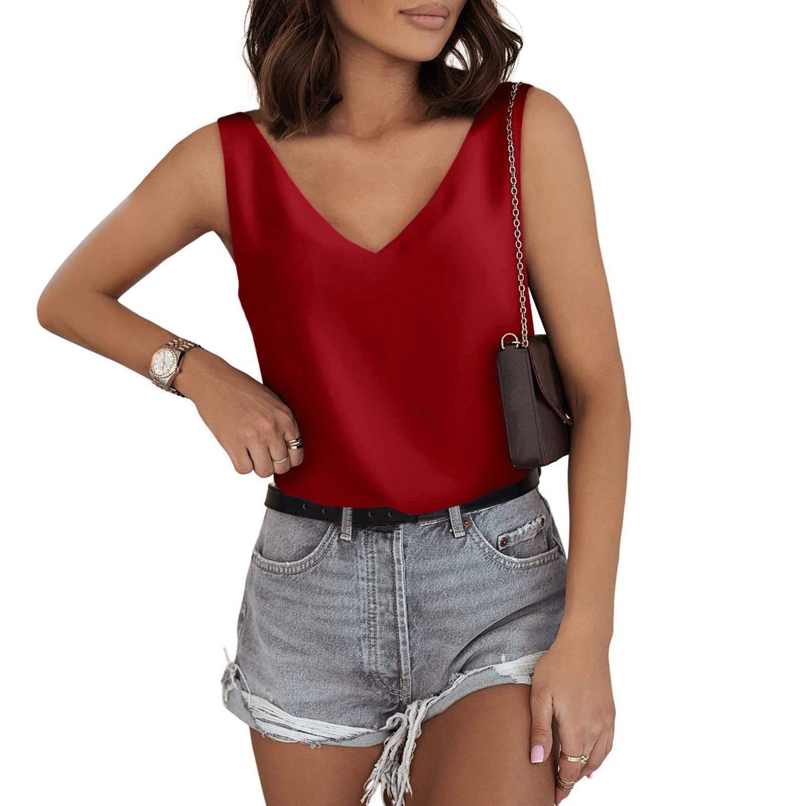 Sleeveless Tank Top with V-Neck for Women
