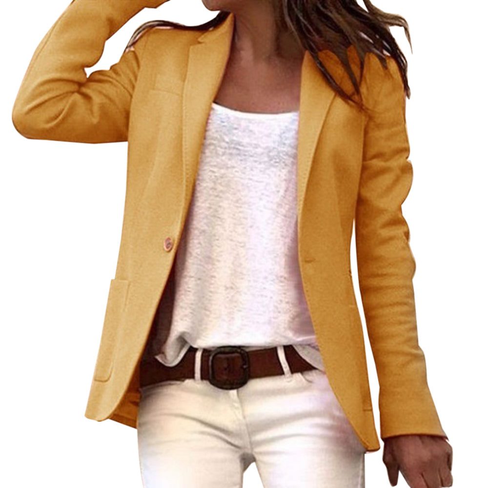 Slim Fit Long Sleeve Blazer for Women - Yellow