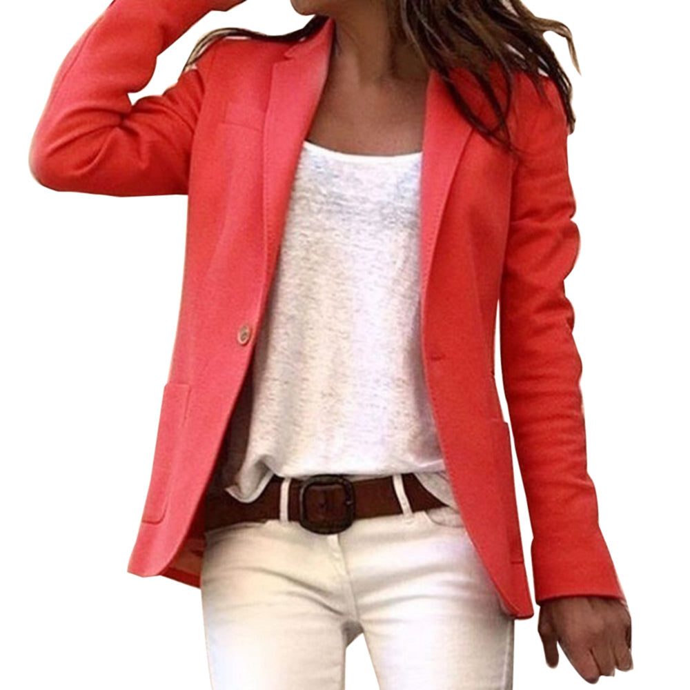 Slim Fit Long Sleeve Blazer for Women - Red
