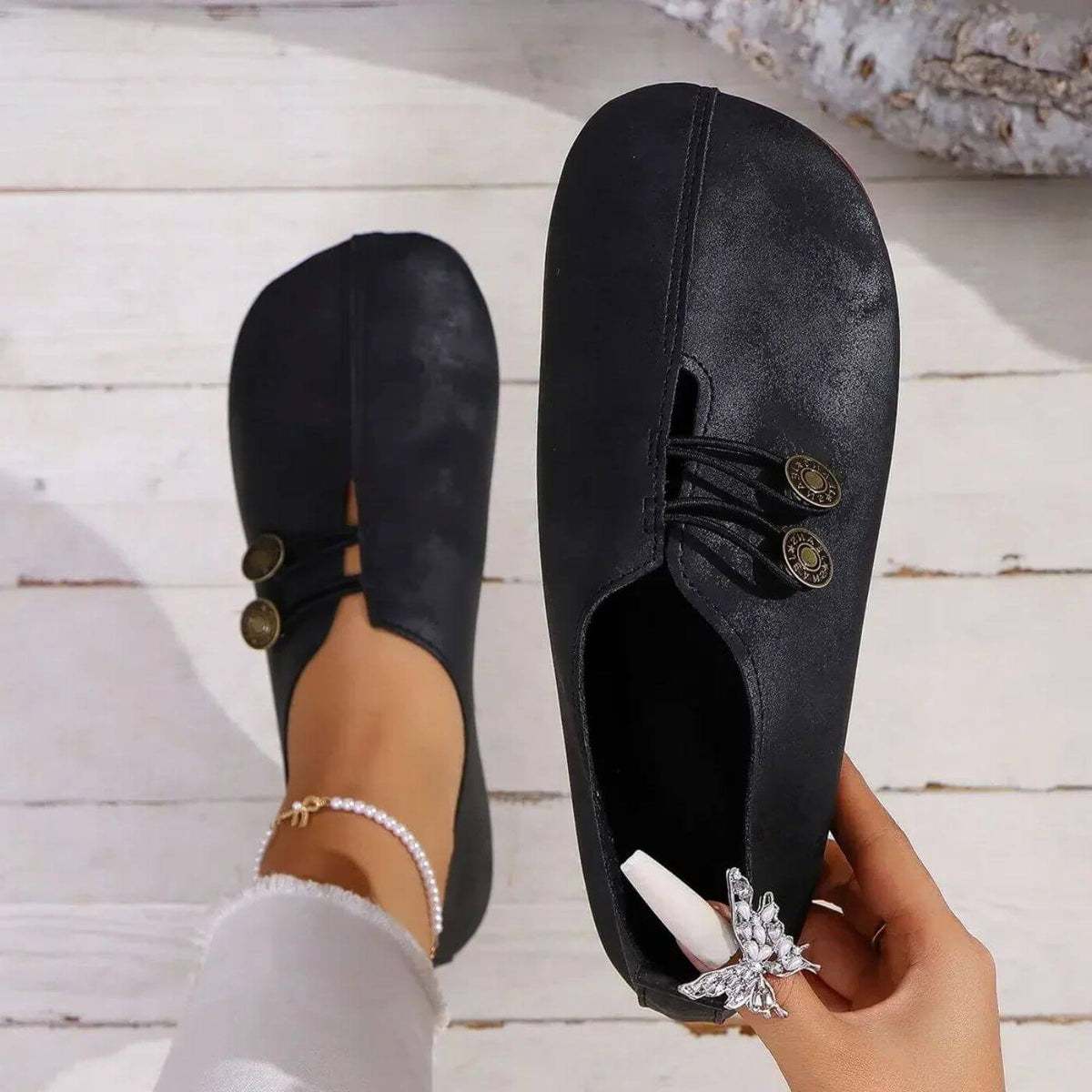 Slip-On Loafers for Women - Black