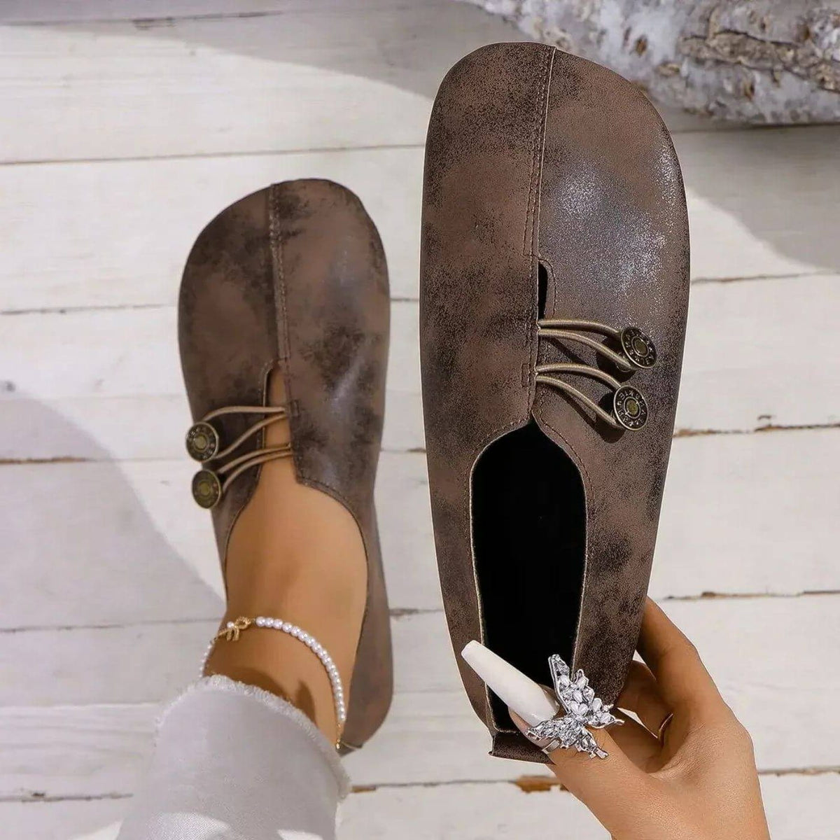 Slip-On Loafers for Women - Dark Brown