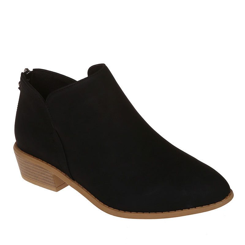 Slip-On Pointed Toe Ankle Boots with Block Heel for Women