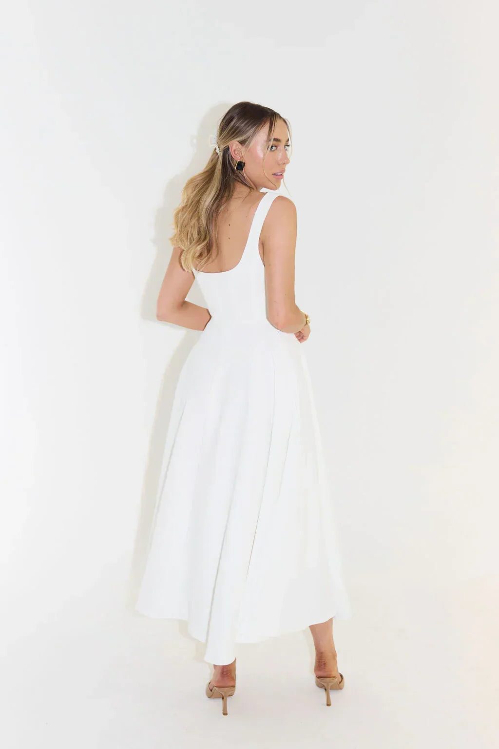 Square Neck Midi Dress for Women - View 7