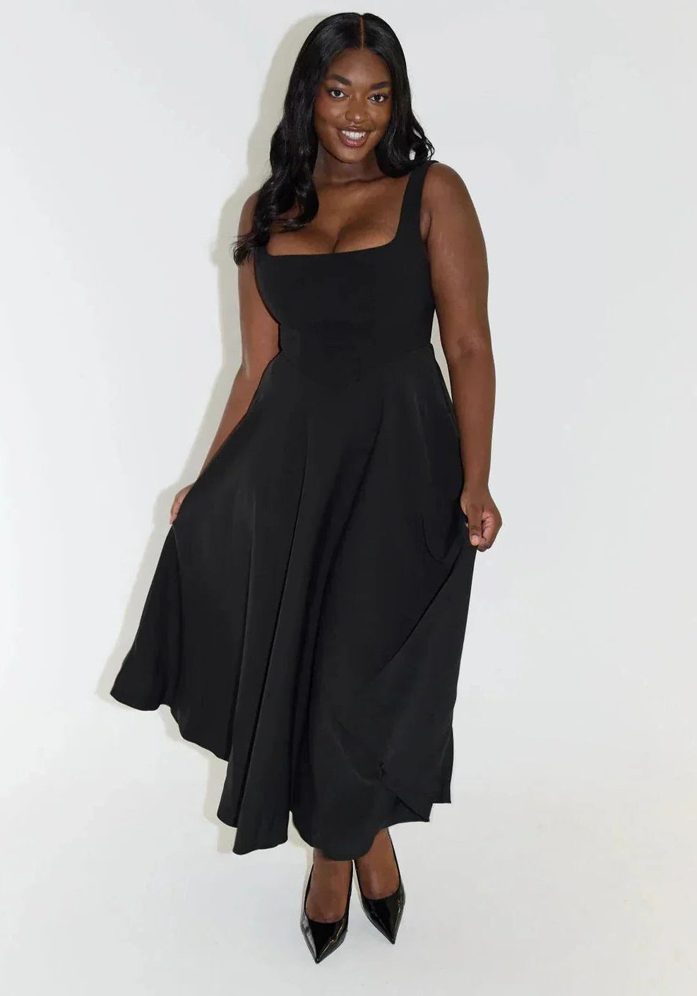 Square Neck Midi Dress for Women - View 3