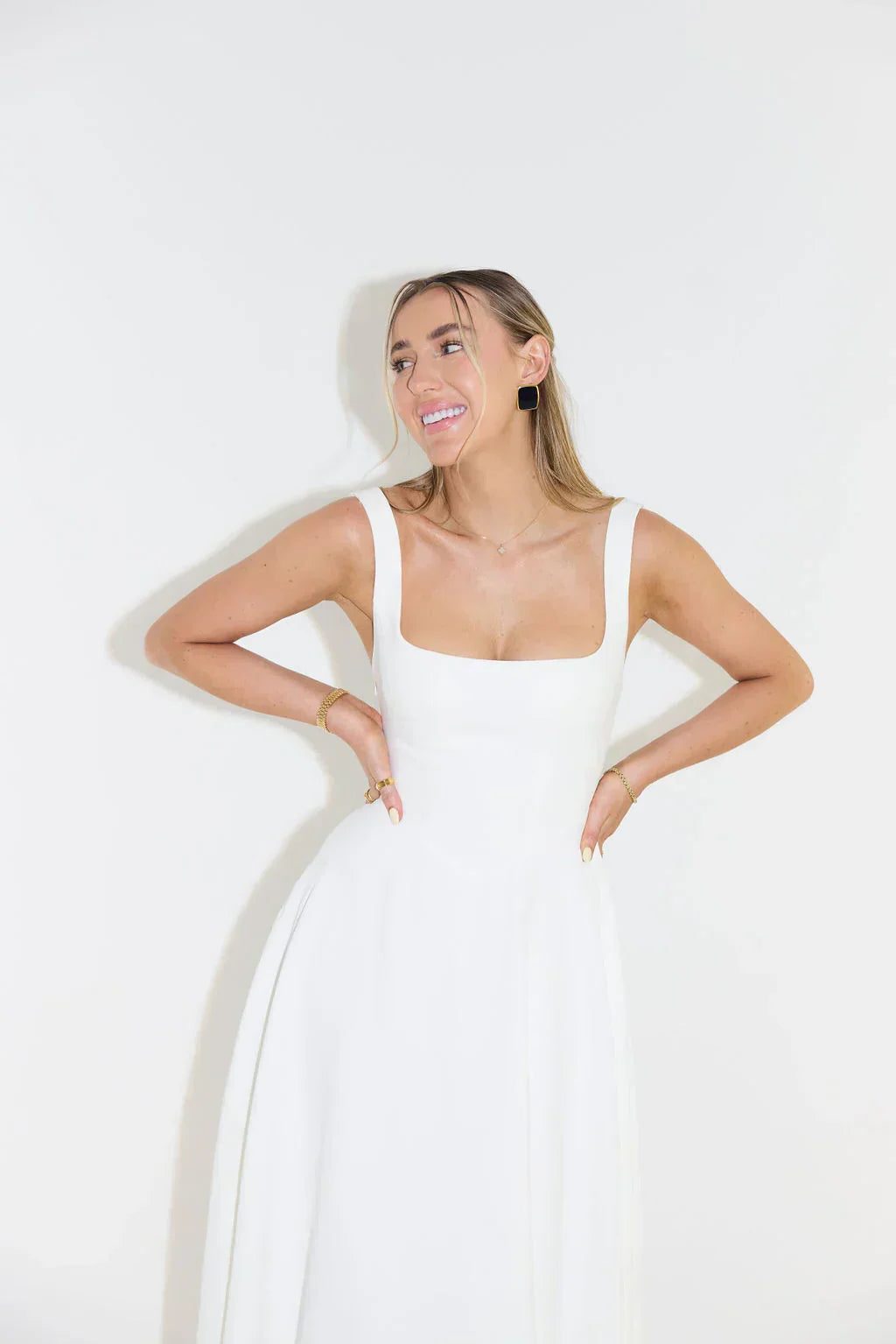 Square Neck Midi Dress for Women - View 5