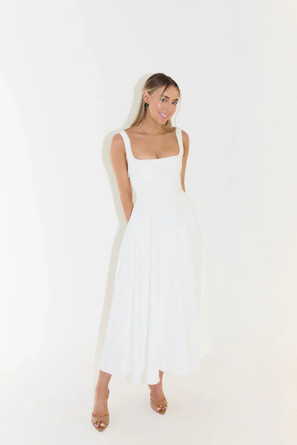 Square Neck Midi Dress for Women - View 6