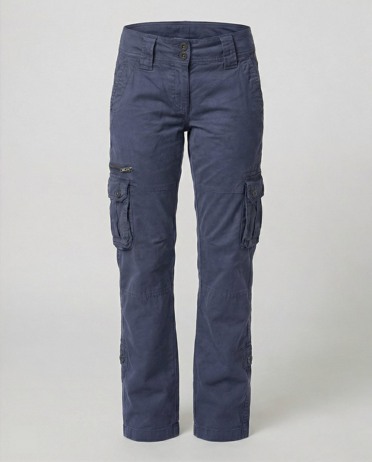 Straight Leg Cargo Trousers for Women - Blue
