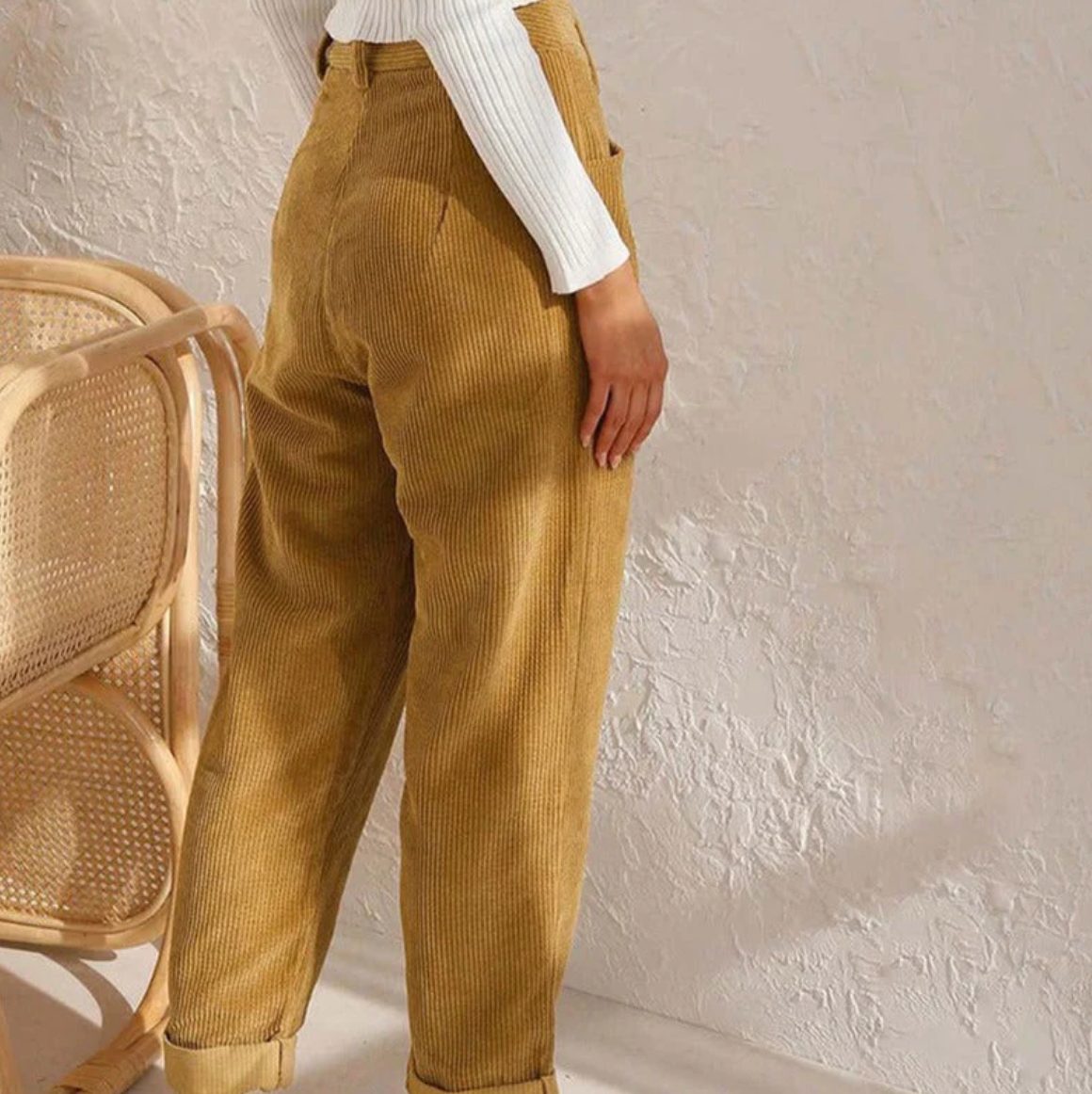 Straight Leg Corduroy Trousers for Women - View 3