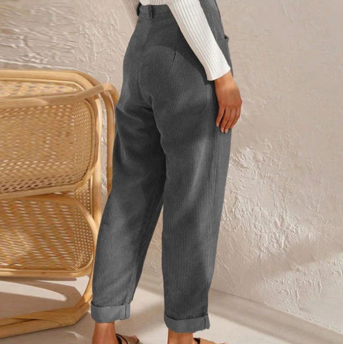 Straight Leg Corduroy Trousers for Women - View 6