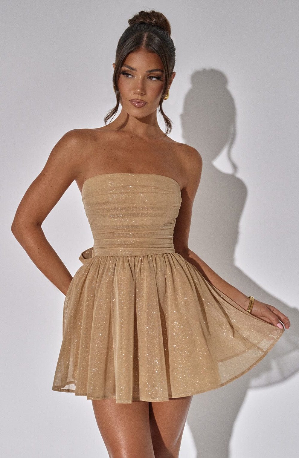 Strapless A-Line Dress with Bow Detail for Women - View 3