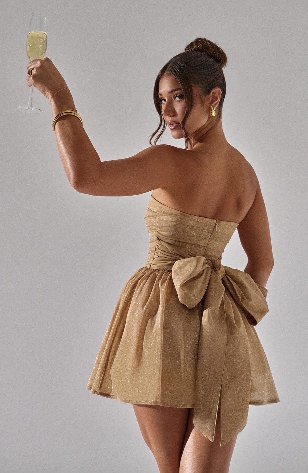Strapless A-Line Dress with Bow Detail for Women - View 5