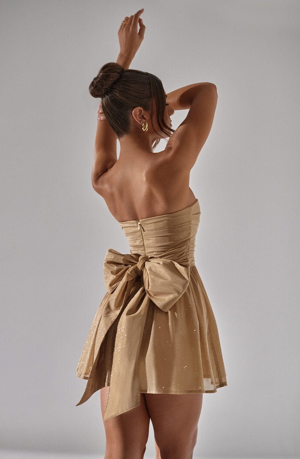Strapless A-Line Dress with Bow Detail for Women - View 8