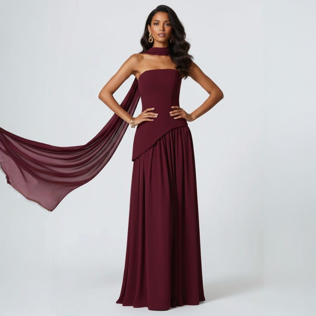 Strapless A-Line Maxi Formal Dress for Women