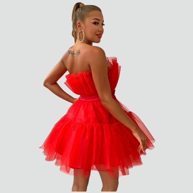Strapless Layered Tulle Dress for Women - View 5