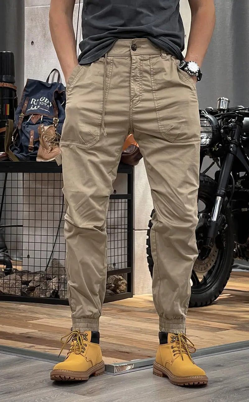Stretch Cargo Trousers with Pockets for Women - Khaki (without pockets)