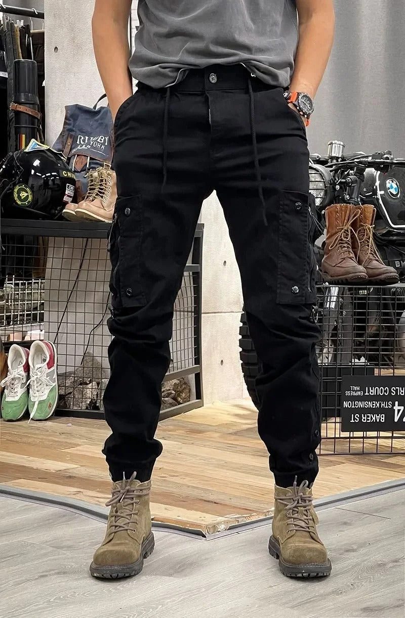 Stretch Cargo Trousers with Pockets for Women - Black (with pockets)