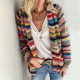 Striped Cardigan with Long Sleeves for Women