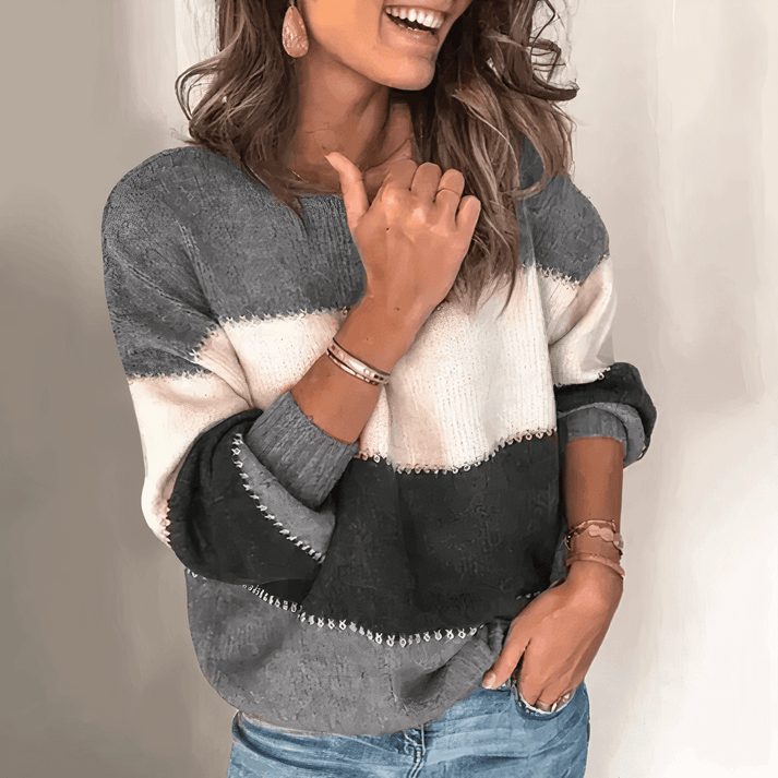 Striped Short Sleeve Crew Neck Jumper for Women