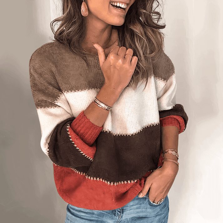 Striped Short Sleeve Crew Neck Jumper for Women