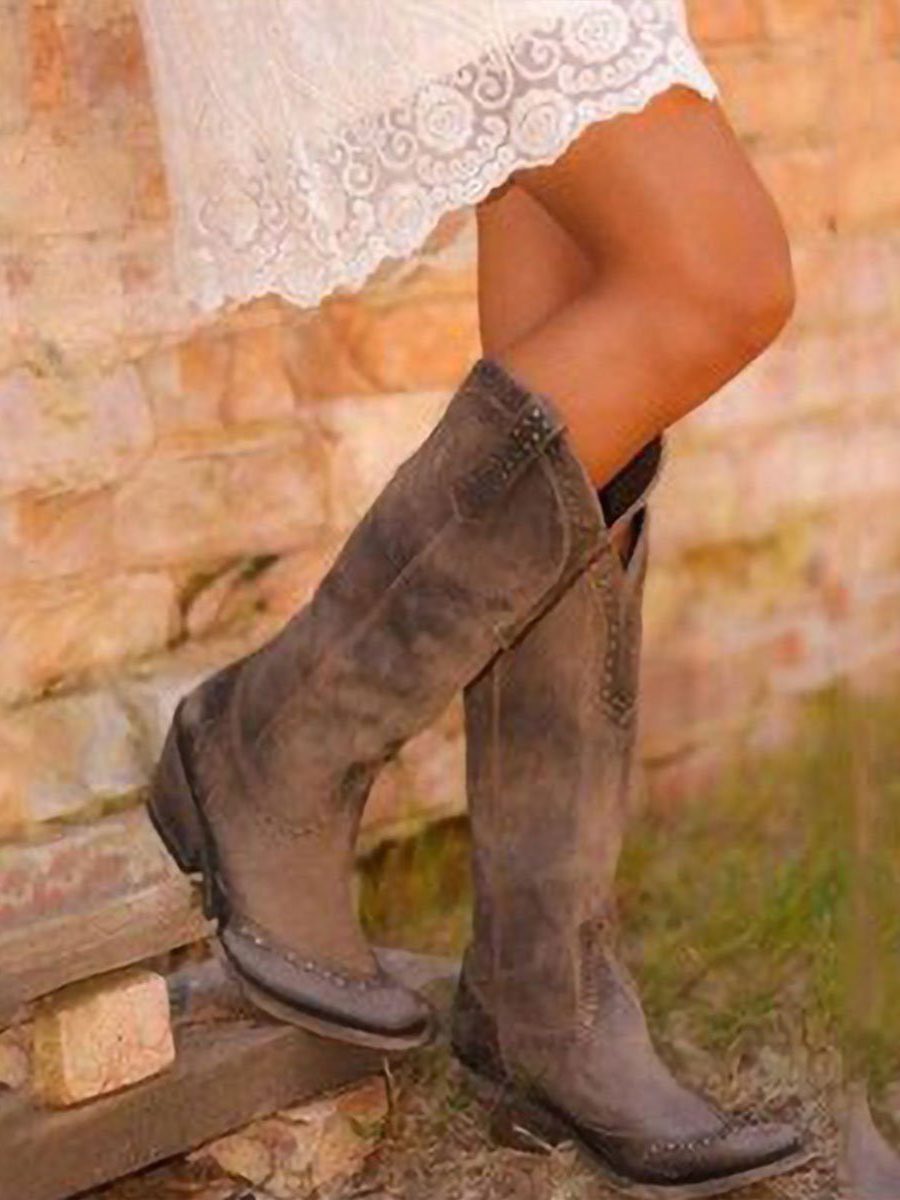 Studded Knee High Cowboy Boots for Women - View 4