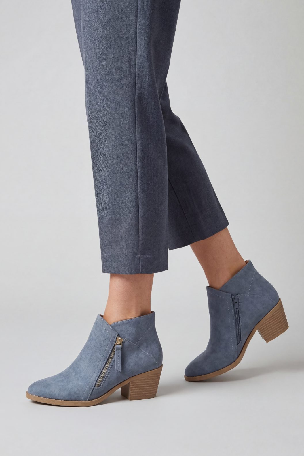 Suede Block Heel Ankle Boots with Zip for Women - View 2