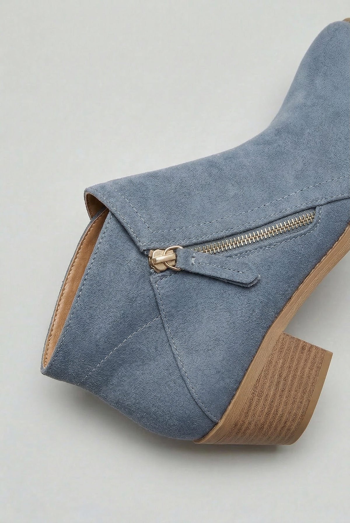 Suede Block Heel Ankle Boots with Zip for Women - View 3