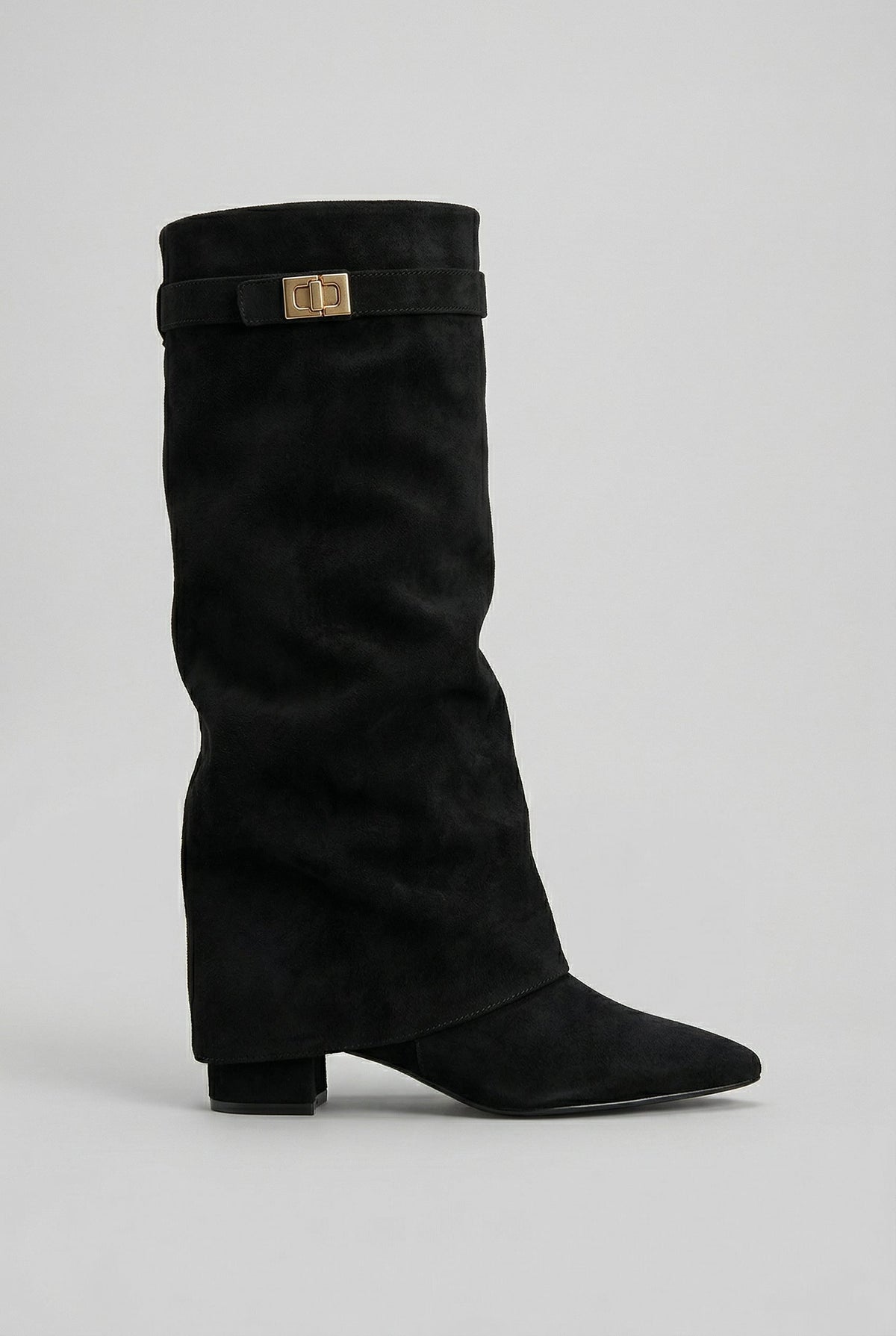 Suede Knee High Boots with Block Heel for Women