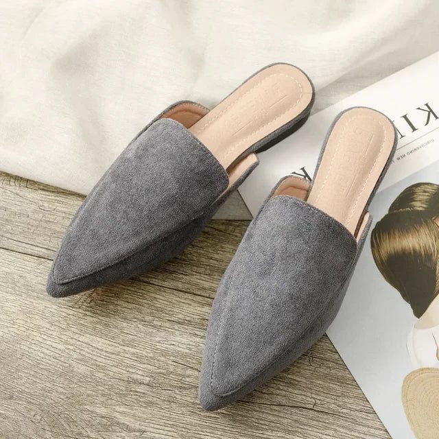 Suede Mules with Pointed Toe for Women