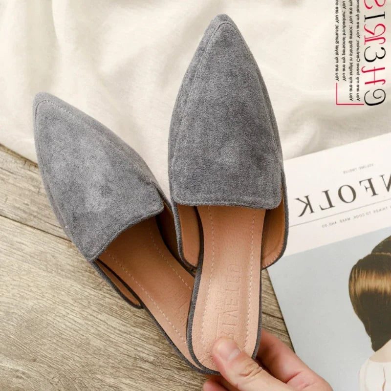 Suede Mules with Pointed Toe for Women
