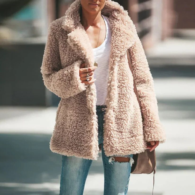 Teddy Fleece Longline Coat for Women