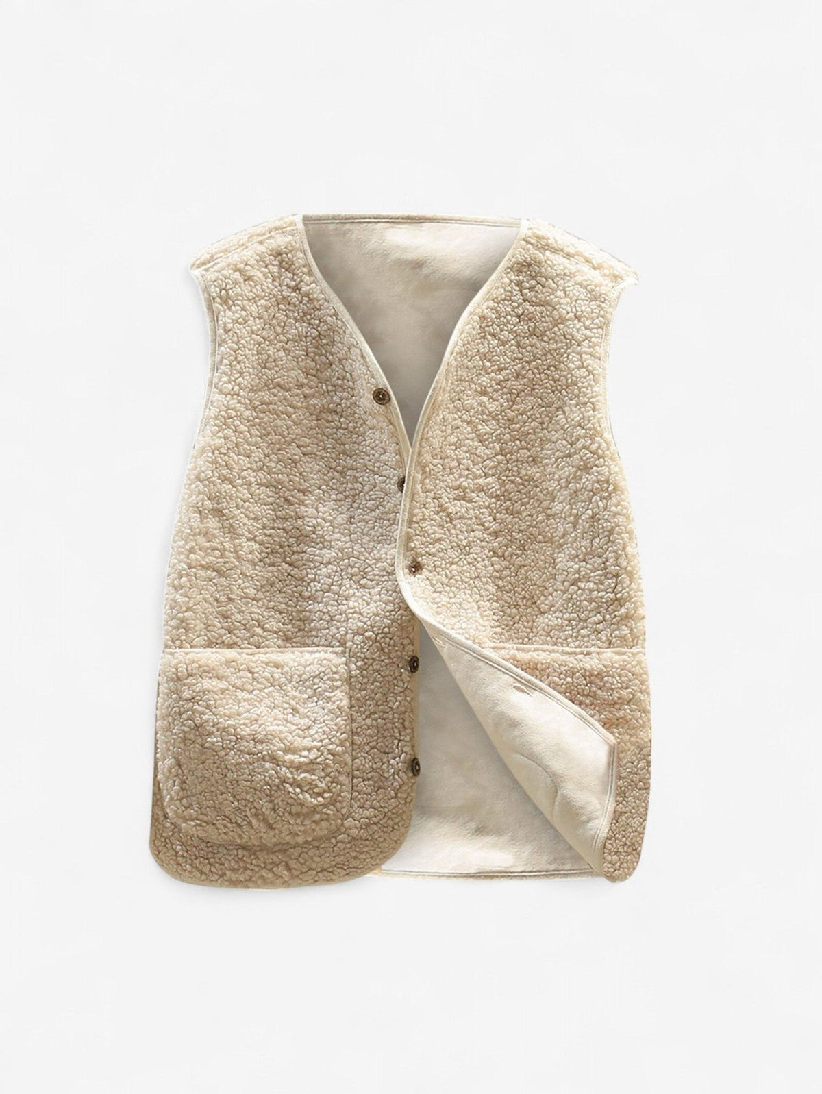 Teddy Fleece Vest with Snap Front Closure for Women