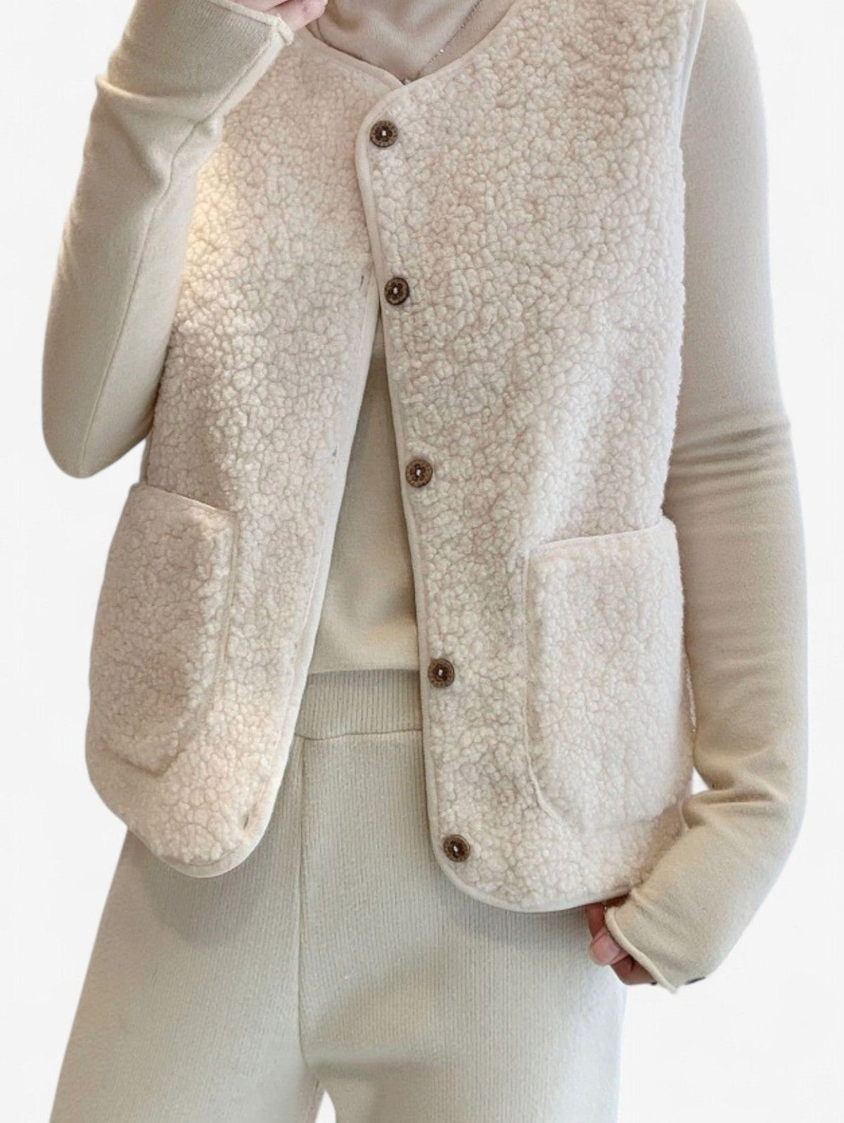 Teddy Fleece Vest with Snap Front Closure for Women - View 2