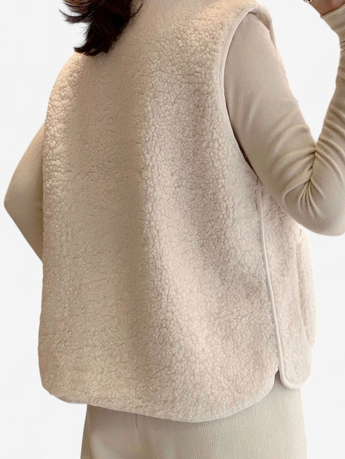 Teddy Fleece Vest with Snap Front Closure for Women - View 3