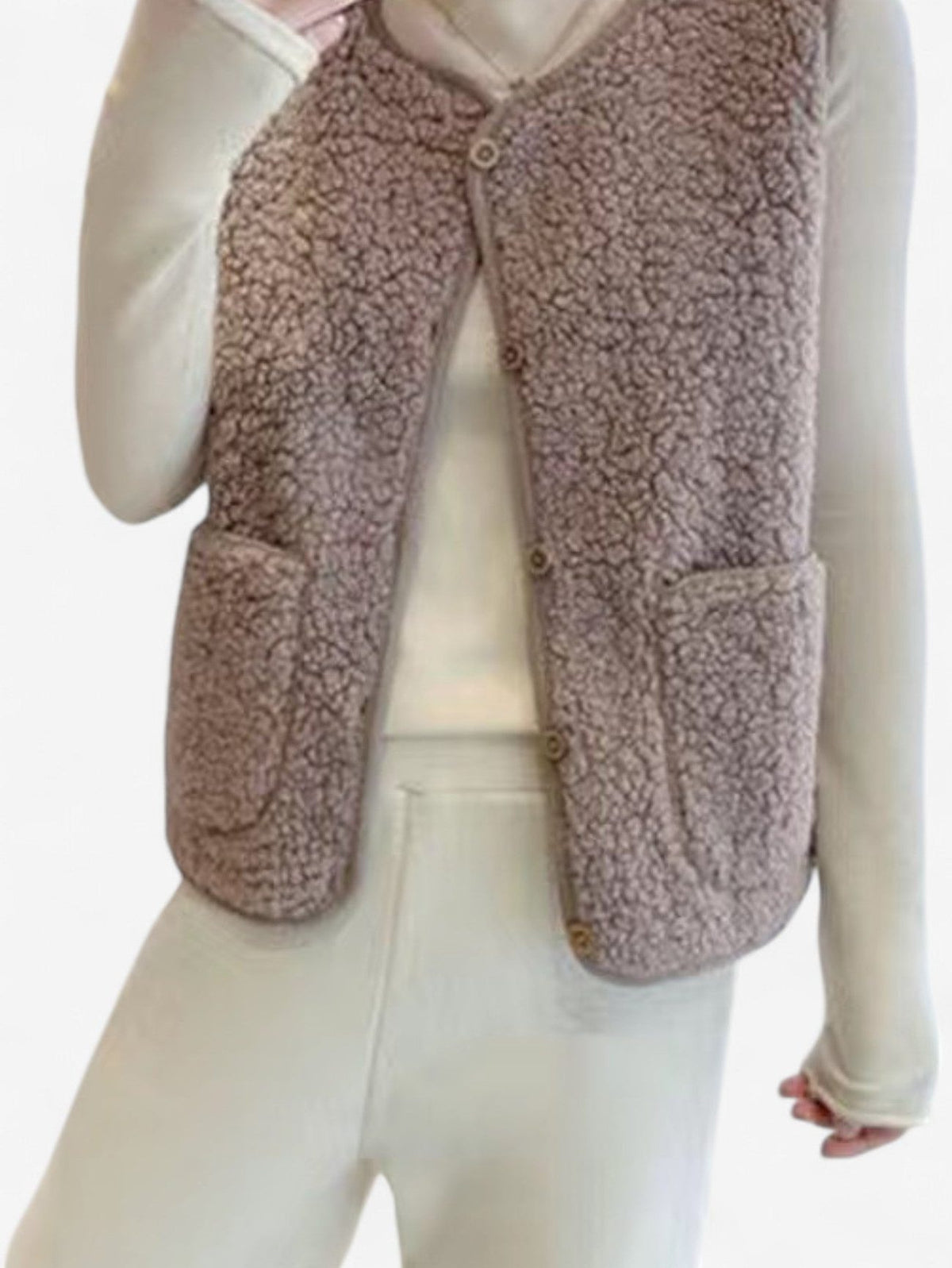 Teddy Fleece Vest with Snap Front Closure for Women - View 5