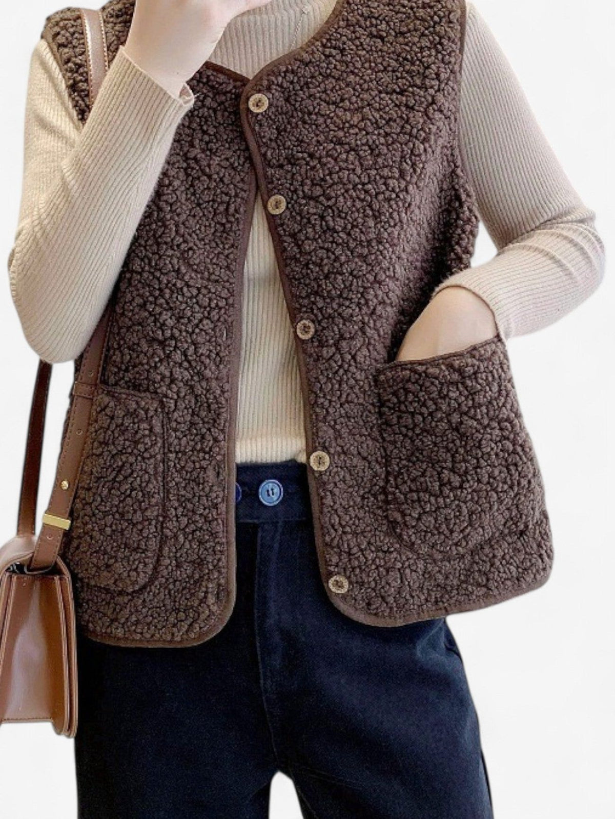 Teddy Fleece Vest with Snap Front Closure for Women - View 7