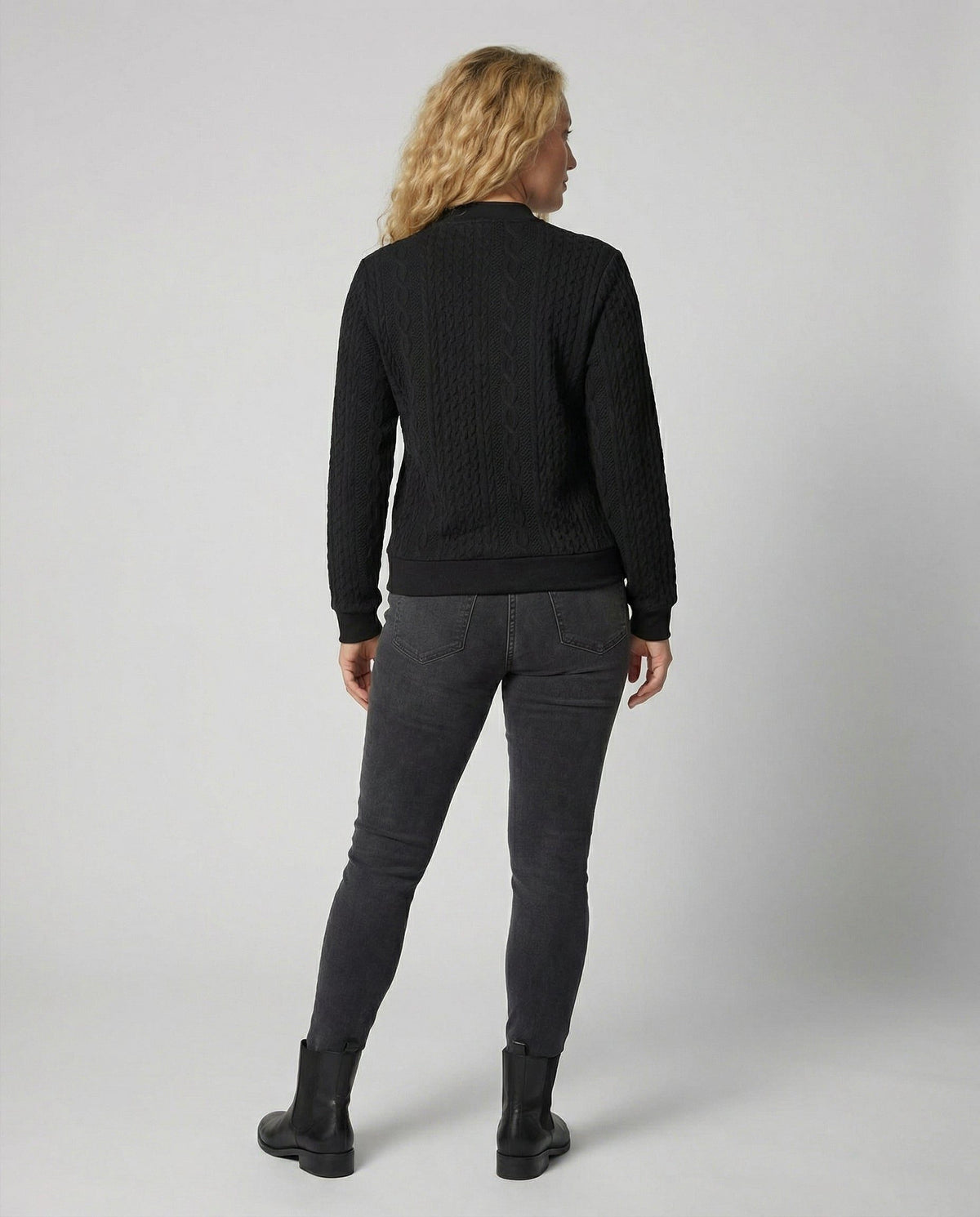Textured Knit Half-Zip Pullover Sweater for Women - View 3