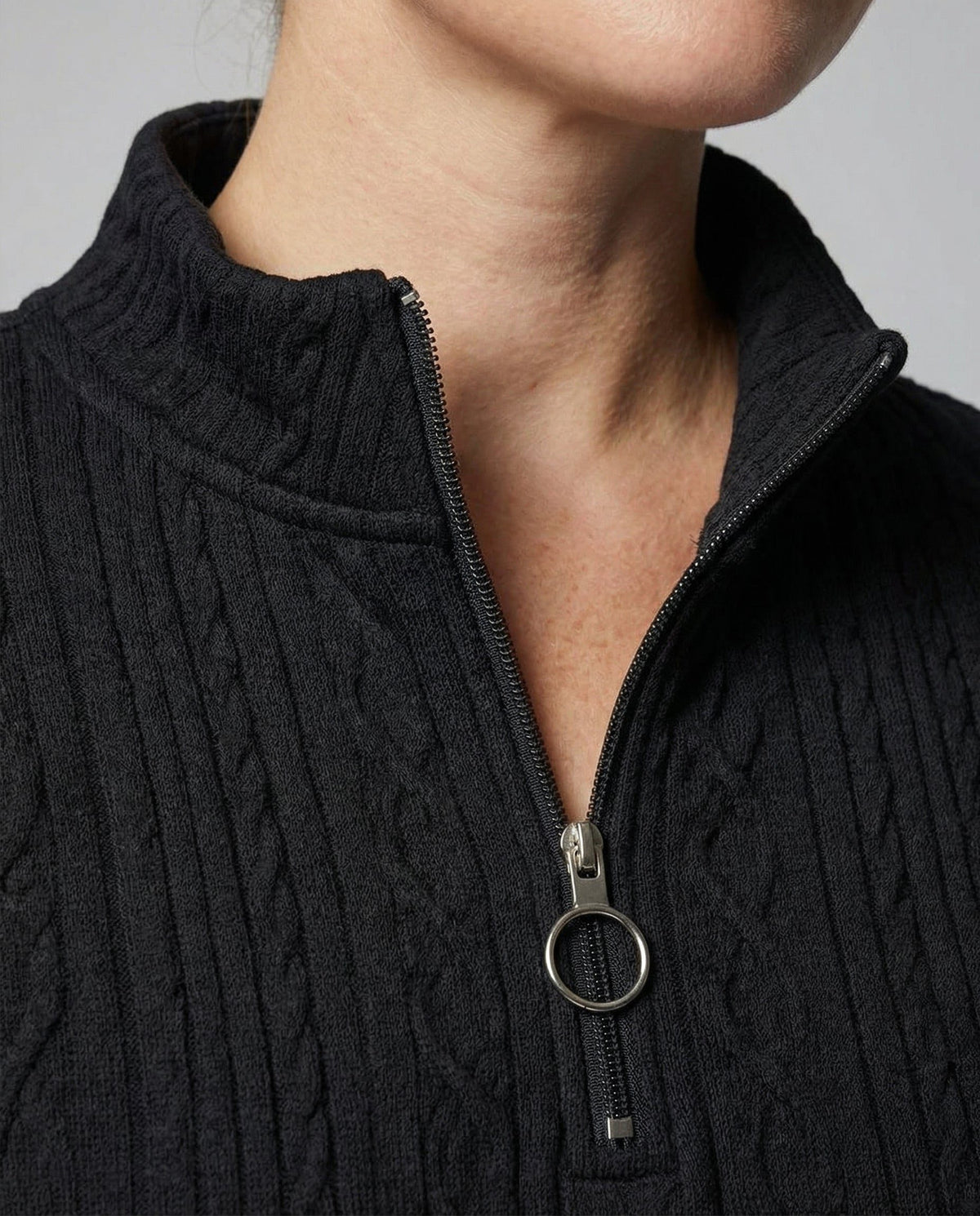 Textured Knit Half-Zip Pullover Sweater for Women - View 4